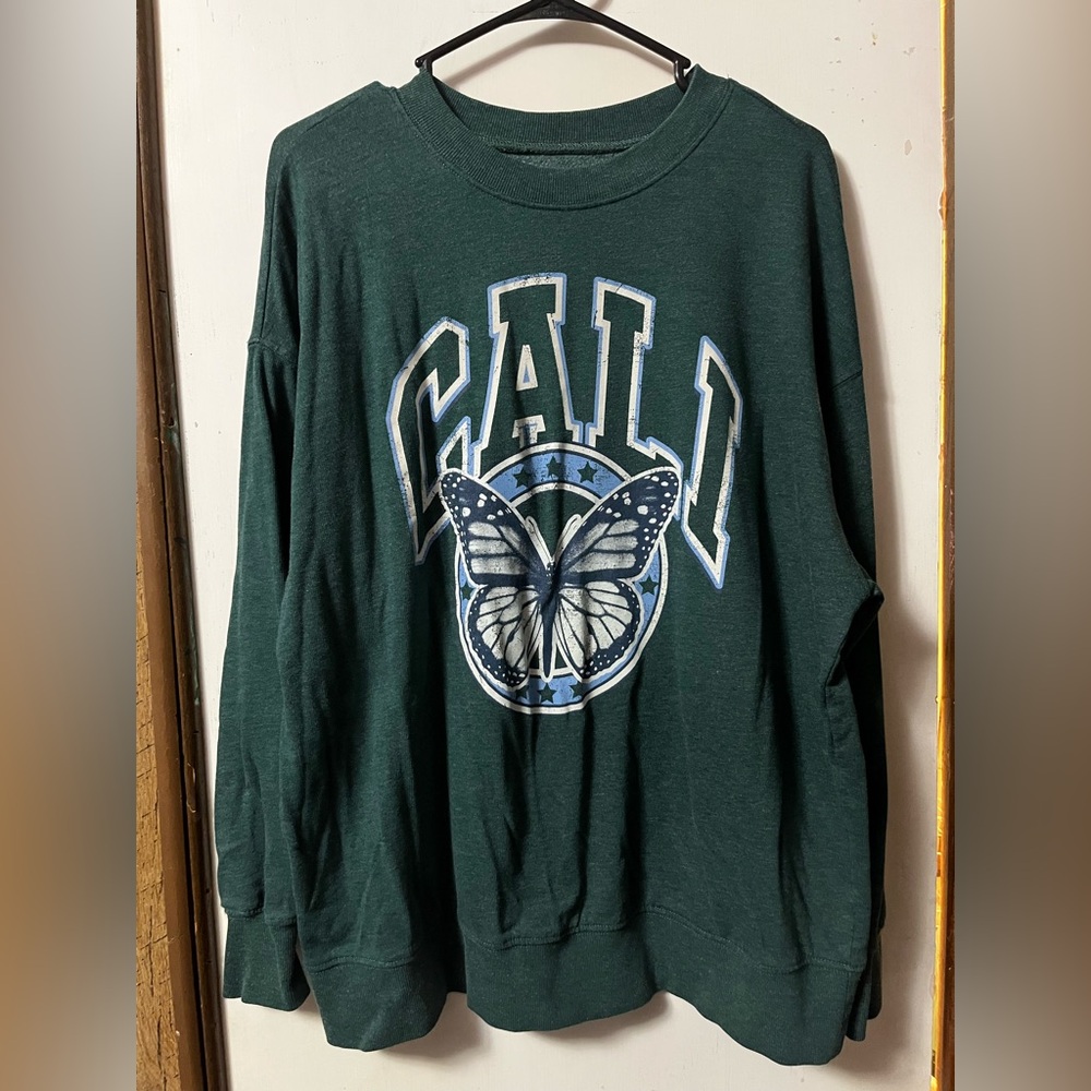 AC* Green Cali Butterfly Sweatshirt - Picture 1 of 3